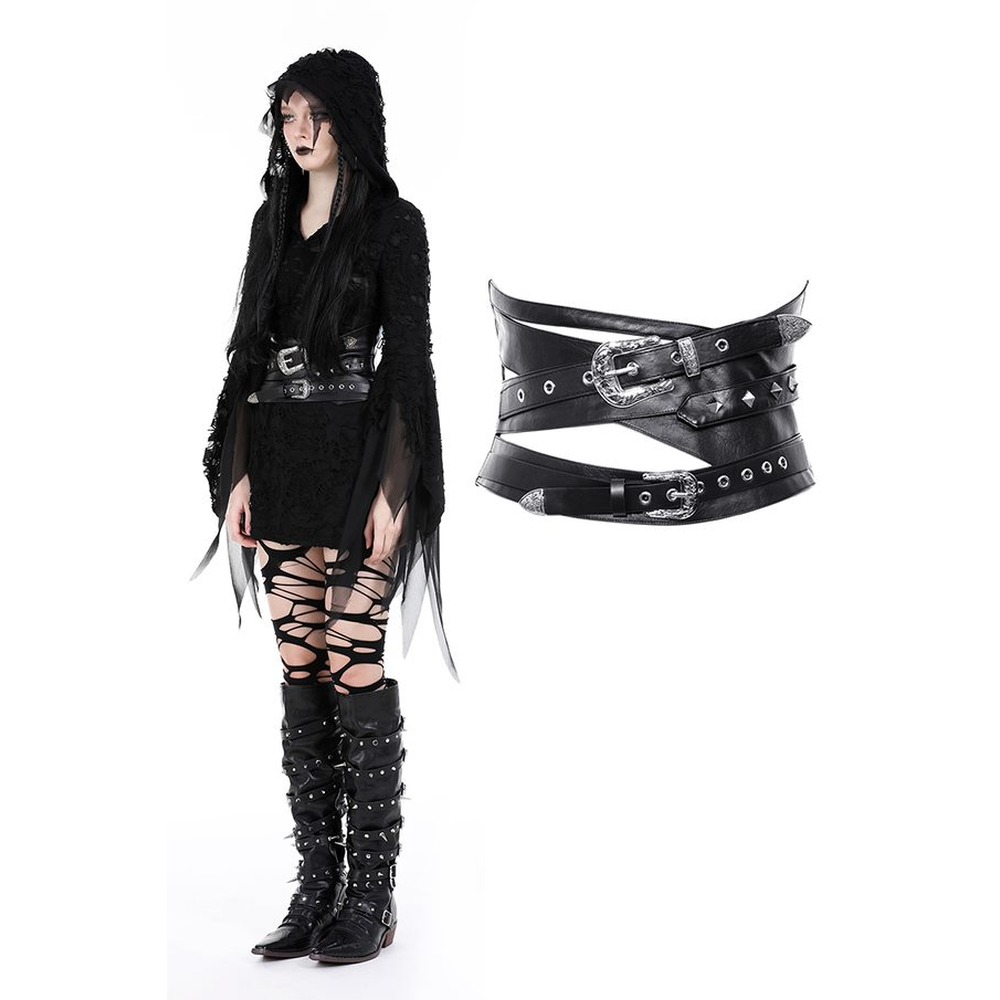 Dark in Love - Punk metal buckle bandage Taille riem - Zwart